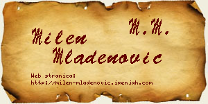 Milen Mladenović vizit kartica